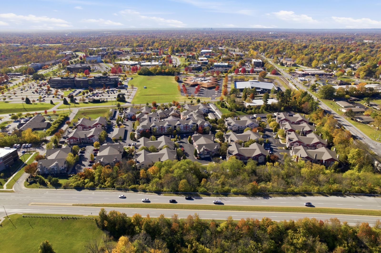 Aerial view of Hurstbourne Estates neighborhood